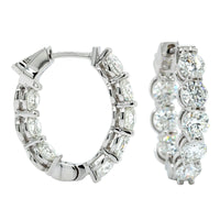18K White Gold Inside Outside Diamond Hoop Earrings, Longs Jewelers