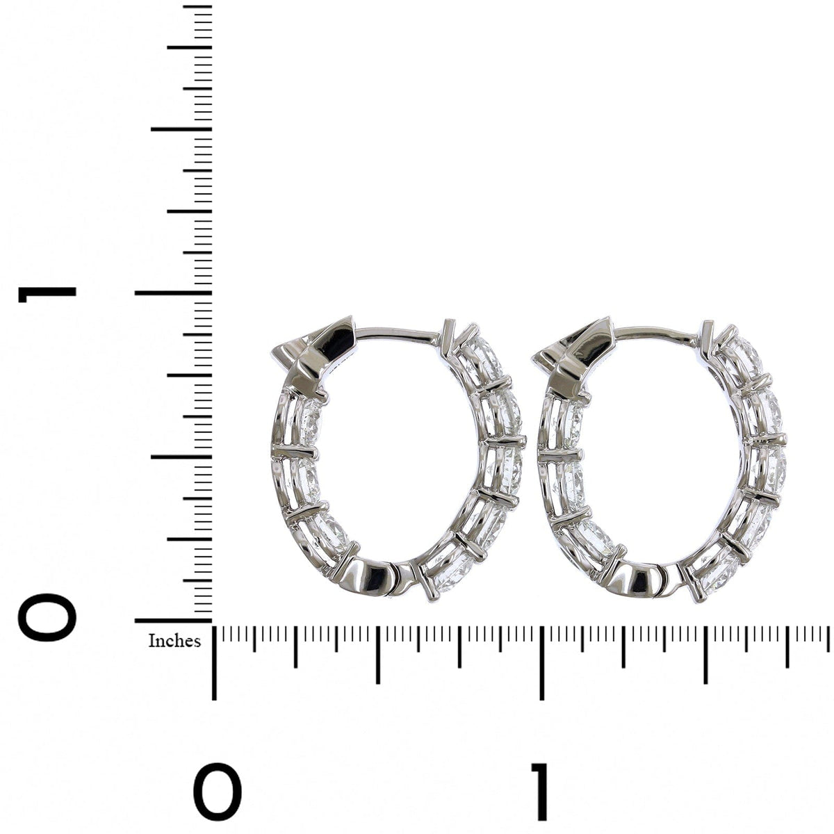 18K White Gold Inside Outside Diamond Hoop Earrings, Longs Jewelers