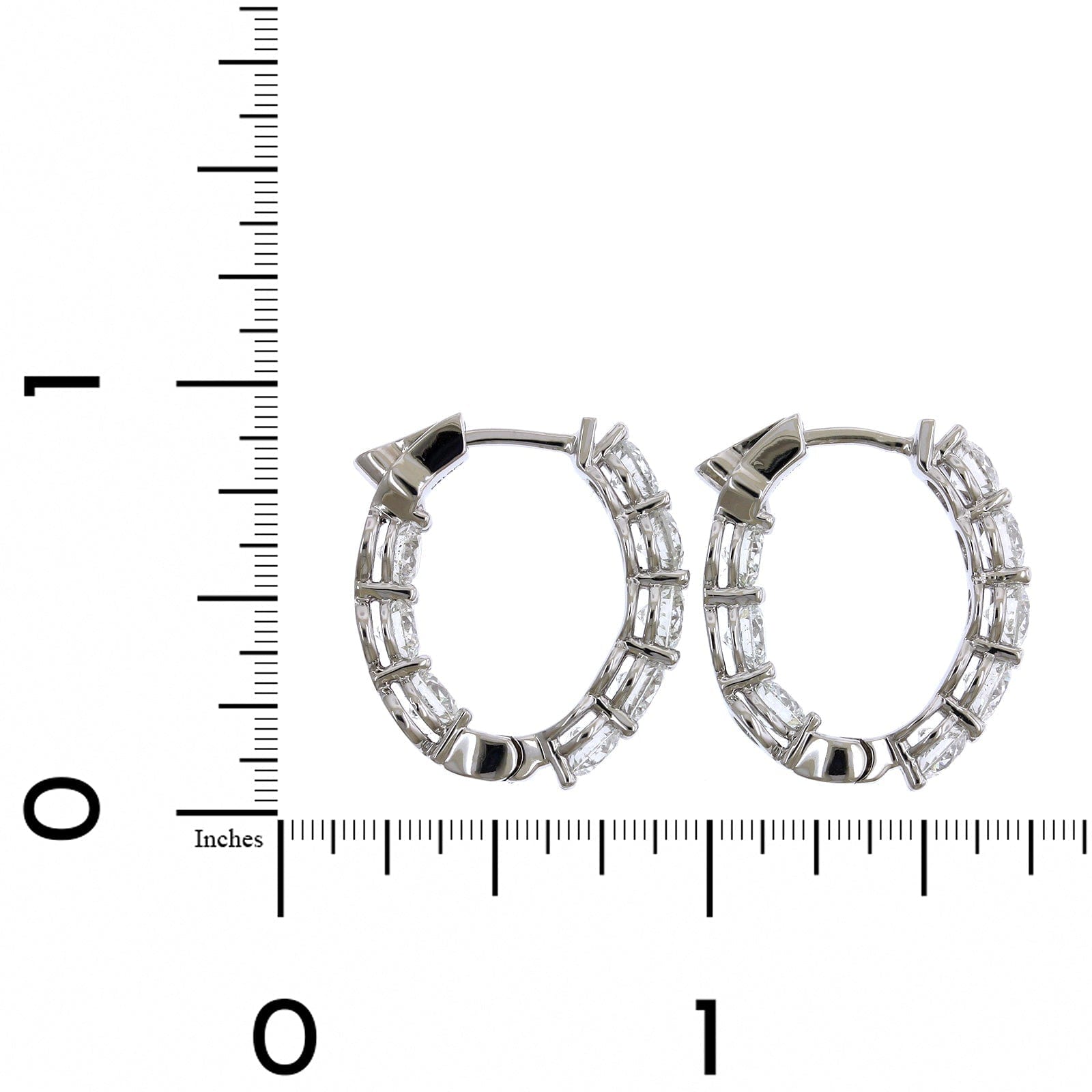 18K White Gold Inside Outside Diamond Hoop Earrings, Longs Jewelers