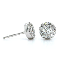 14K White Gold Diamond Halo Stud Earrings
