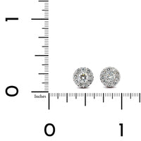 14K White Gold Diamond Halo Stud Earrings