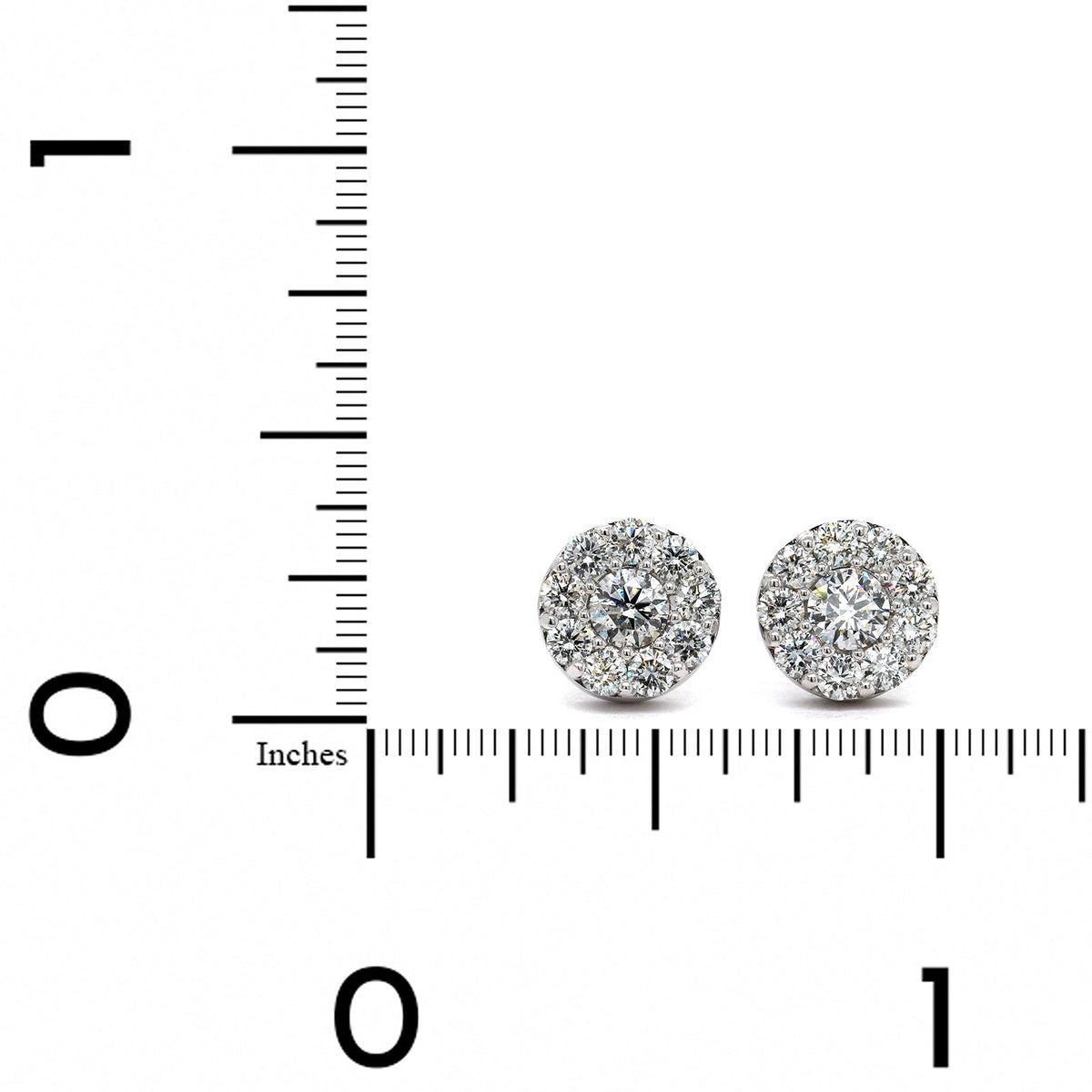 14K White Gold Diamond Halo Stud Earrings