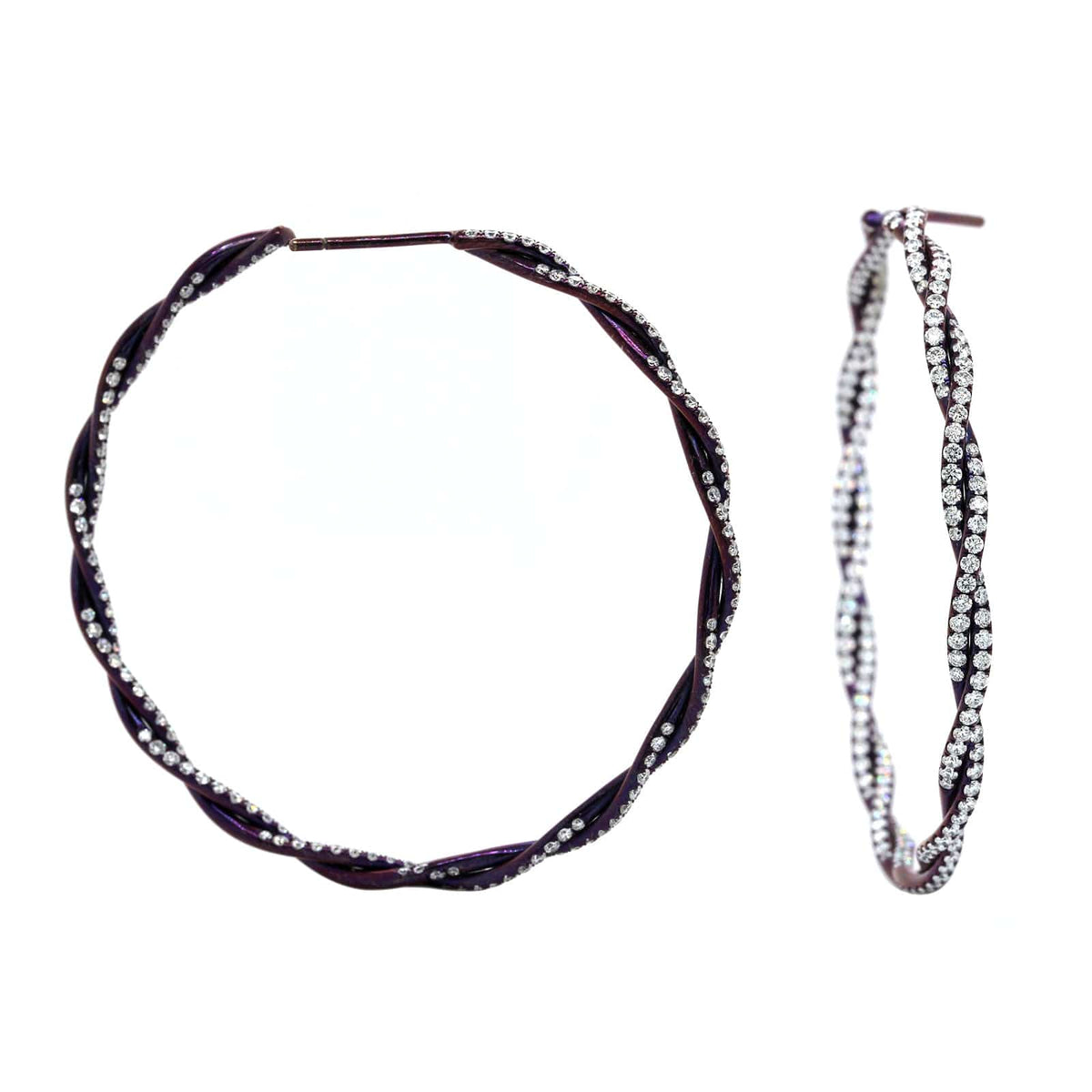 Titanium Twist Diamond Hoop Earrings