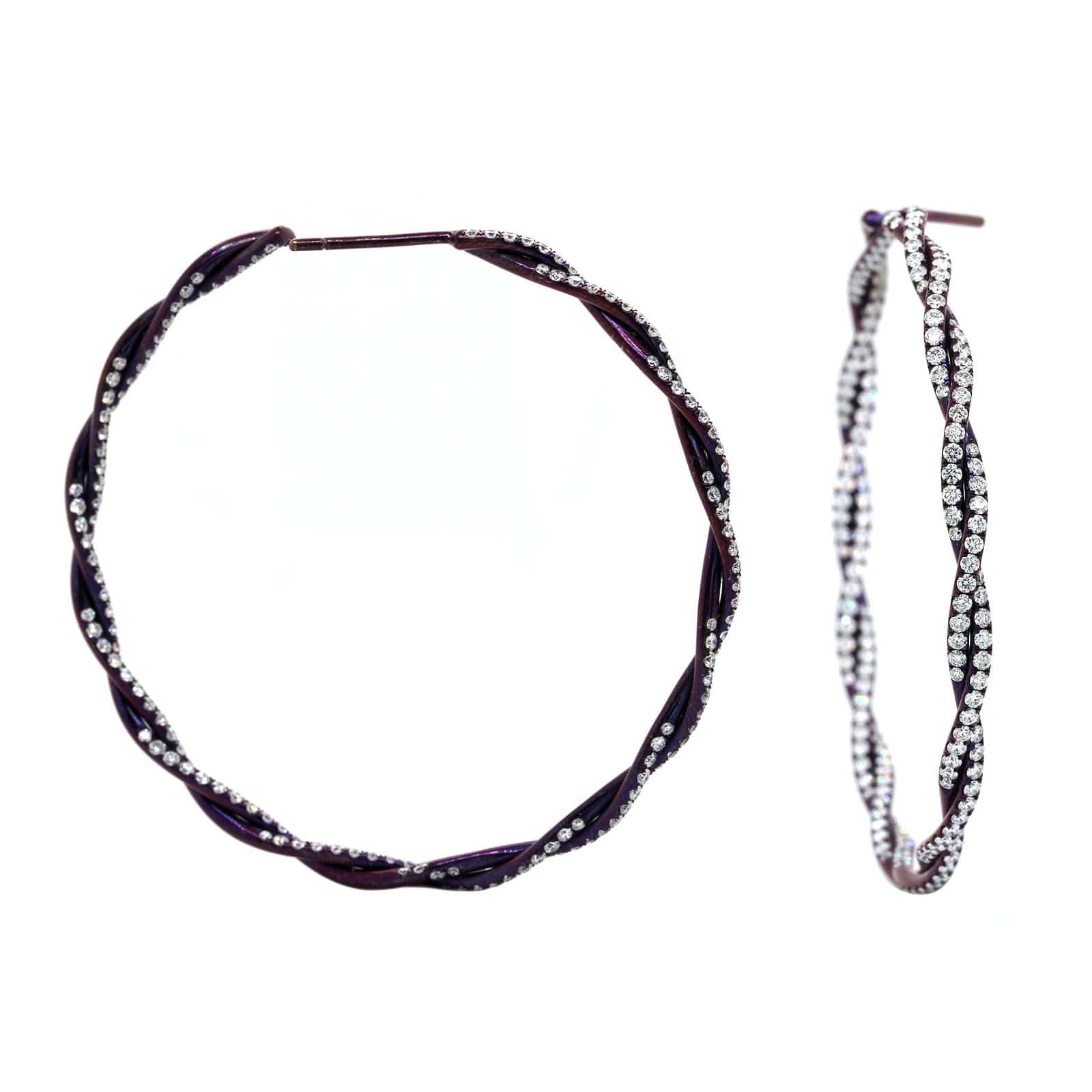 Titanium Twist Diamond Hoop Earrings