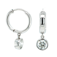 18K White Gold Bezel Set Diamond Drop Earrings, Longs Jewelers