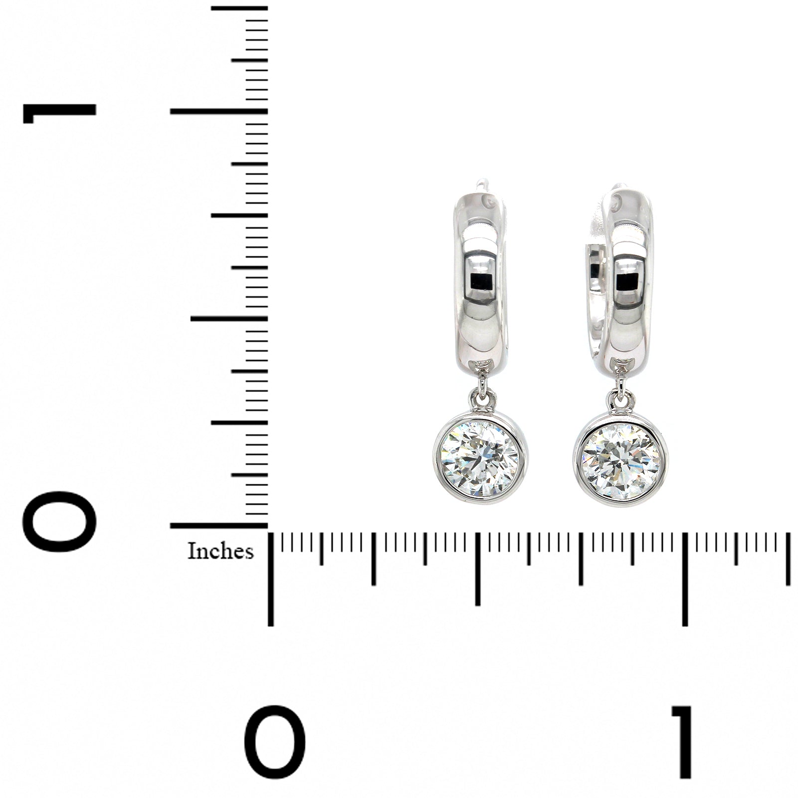 18K White Gold Bezel Set Diamond Drop Earrings, Longs Jewelers