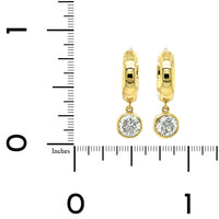18K Yellow Gold Bezel Set Diamond Drop Earrings, Longs Jewelers