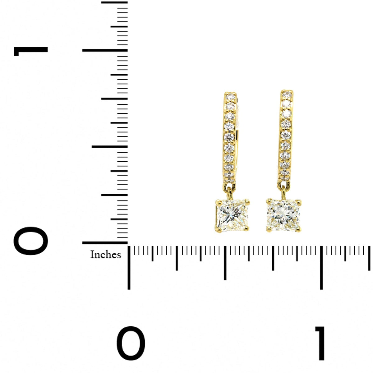 18K Yellow Gold Princess Cut Diamond Drop Earrings, 18k yellow gold, Long's Jewelers