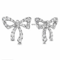 18K White Gold Diamond Bow Stud Earrings, 18k white gold, Long's Jewelers
