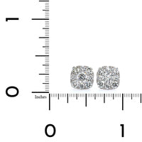 14K White Gold Cushion Shape Diamond Halo Stud Earrings
