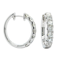 14K White Gold Diamond Huggie Earrings