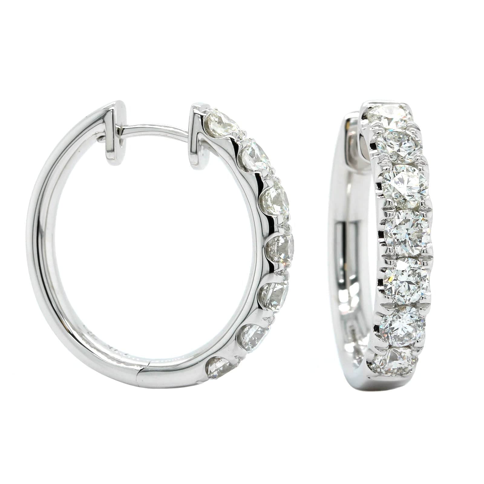14K White Gold Diamond Huggie Earrings
