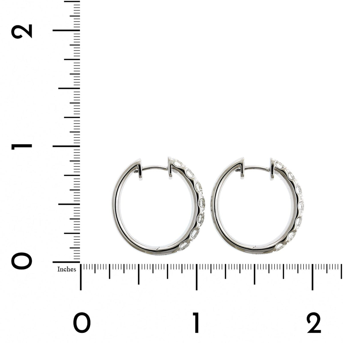 14K White Gold Diamond Huggie Earrings