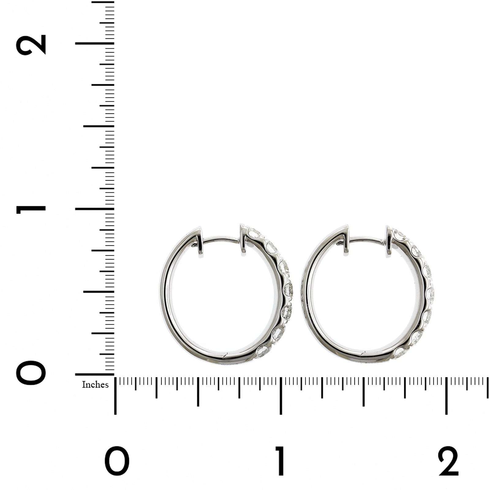 14K White Gold Diamond Huggie Earrings