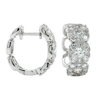 14K White Gold Diamond Cluster Huggie Earrings