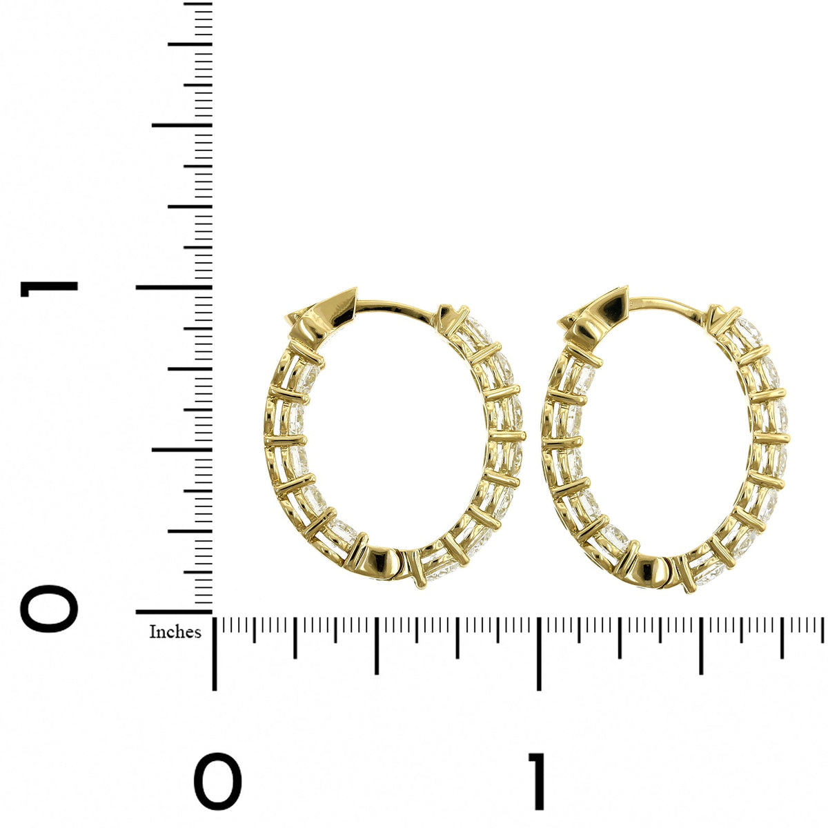 18K Yellow Gold Inside Outside Diamond Hoop Earrings, Longs Jewelers
