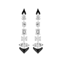 Etho Maria 18K White Gold Black Ceramic Diamond Drop Earrings