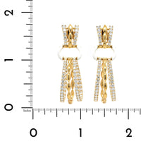 Etho Maria 18K Yellow Gold White Ceramic Diamond Hoop Earrings