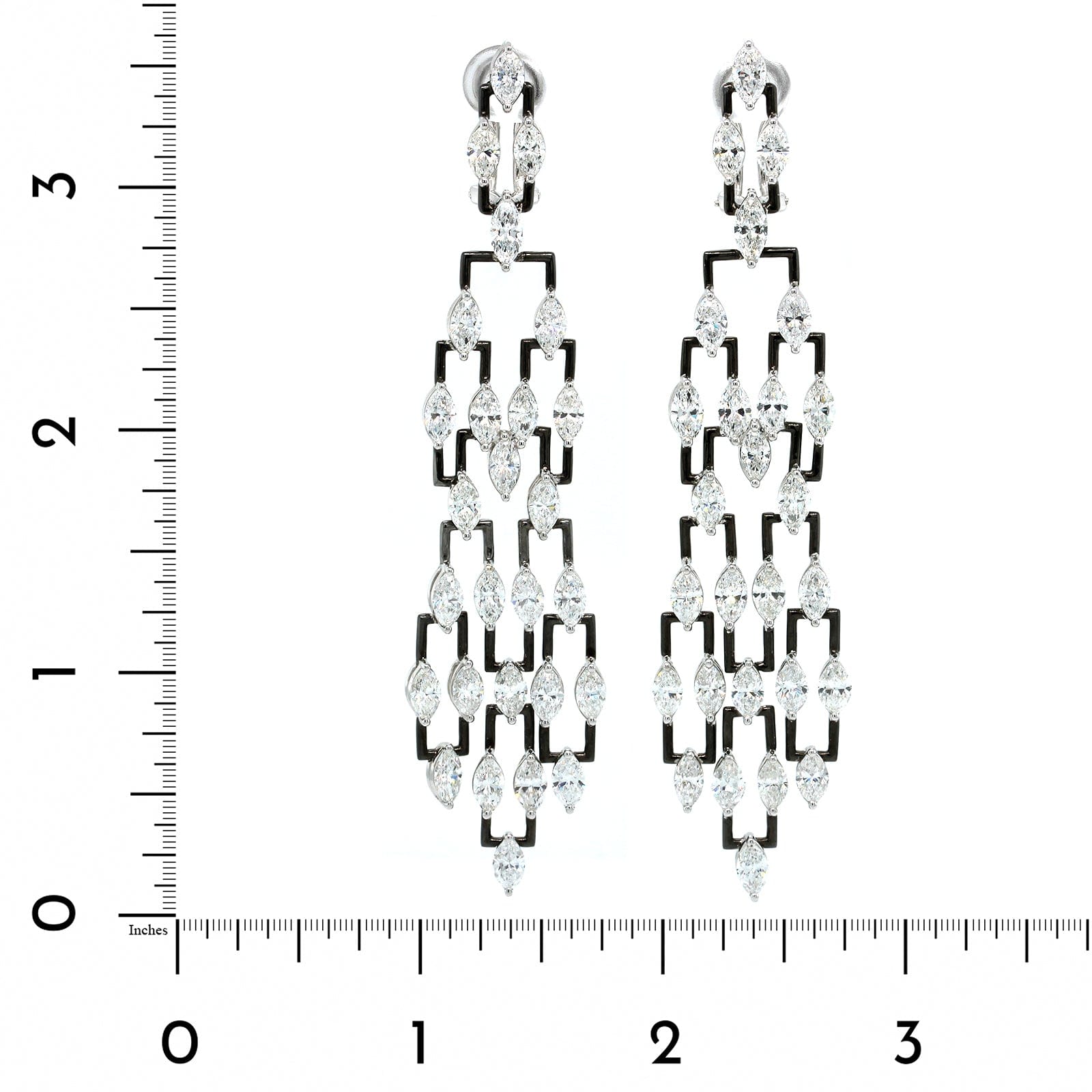 Etho Maria 18K White Gold Marquise Diamond Chandelier Style Drop Earrings