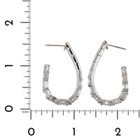 Platinum Emerald Cut Diamond Hoop Earrings