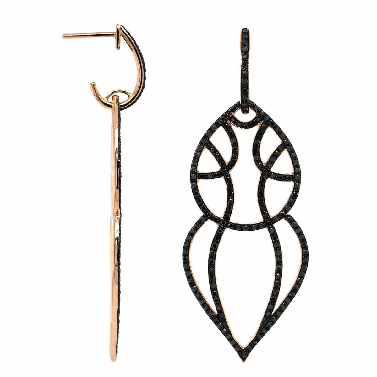 Etho Maria 18K Rose Gold Pave Black Diamond Drop Earrings