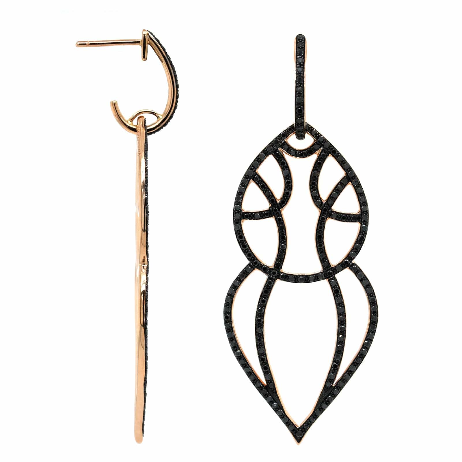 Etho Maria 18K Rose Gold Pave Black Diamond Drop Earrings
