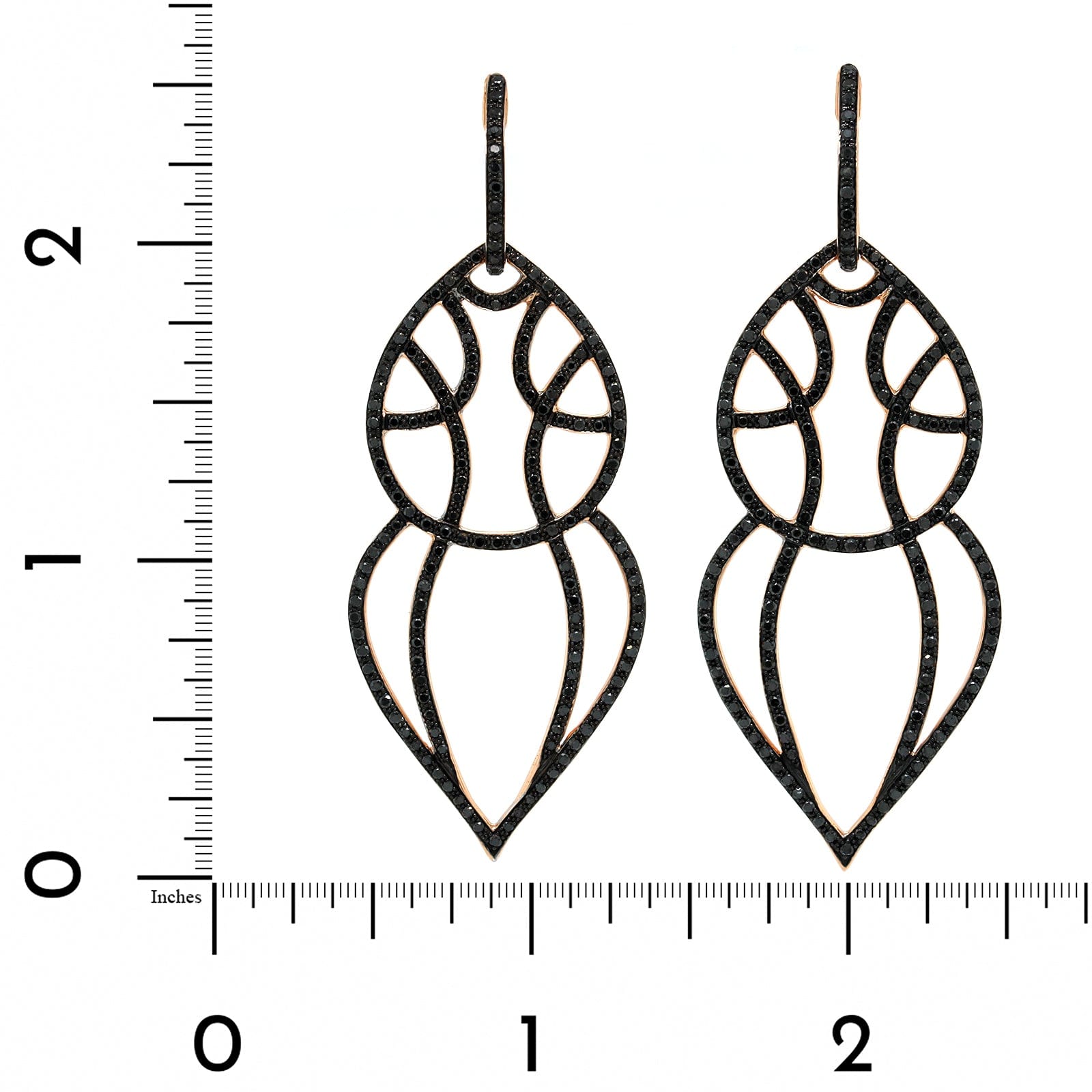 Etho Maria 18K Rose Gold Pave Black Diamond Drop Earrings