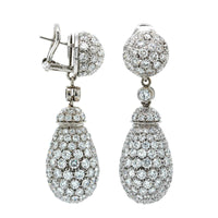 Eclat Jewels 18K White Gold Pave Dome Dangle Earrings