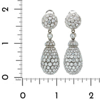 Eclat Jewels 18K White Gold Pave Dome Dangle Earrings