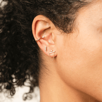 14K White Gold Diamond Bar with Hanging Chain Drop Earrings