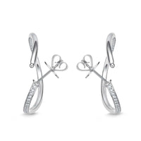 18K White Gold Diamond Twist Hoop Earrings