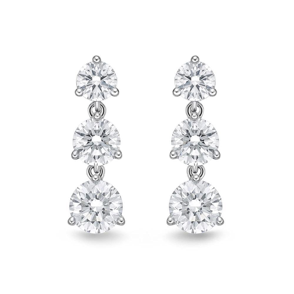 18K White Gold Diamond Line Juliet Drop Earrings