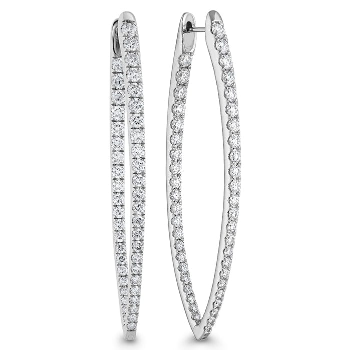 18K White Gold Diamond Hoop Earrings