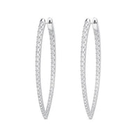 18K White Gold Diamond Hoop Earrings