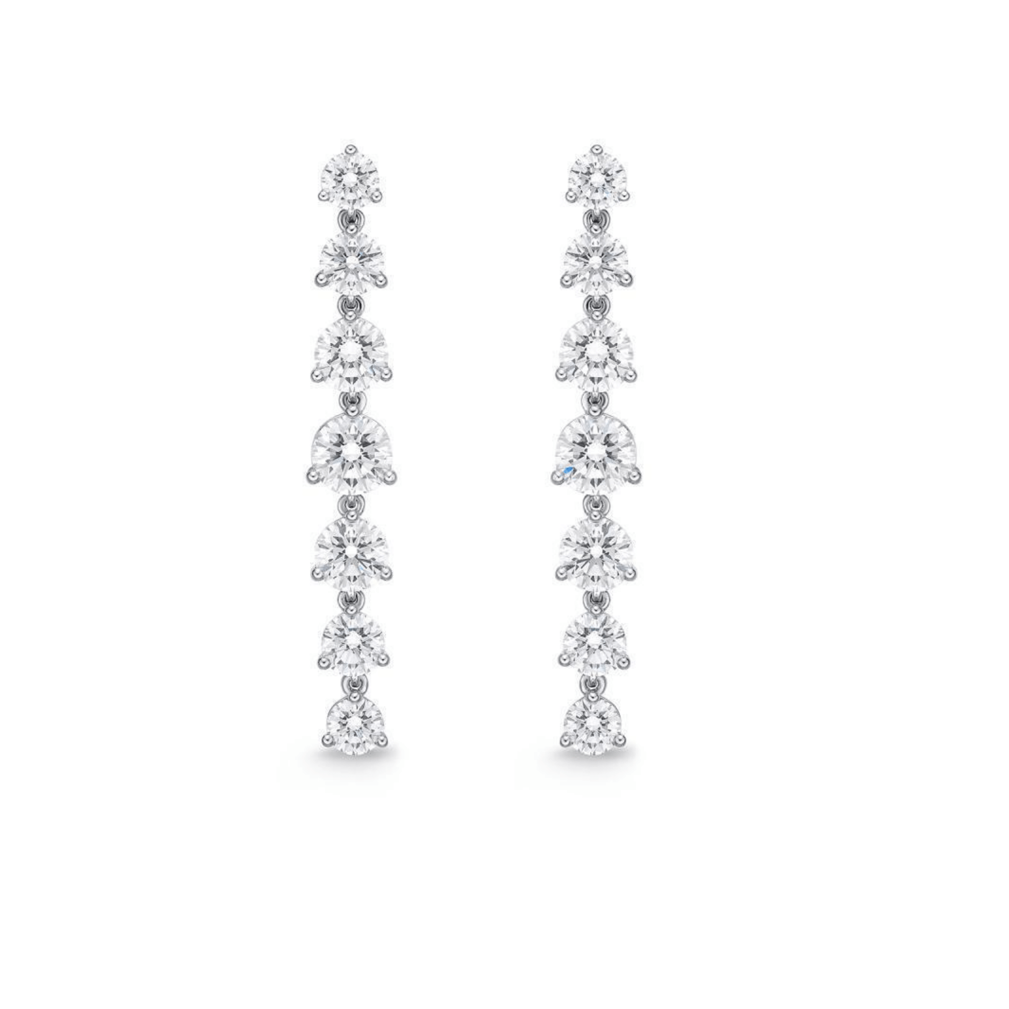 18K White Gold Diamond Line Wisteria Drop Earrings