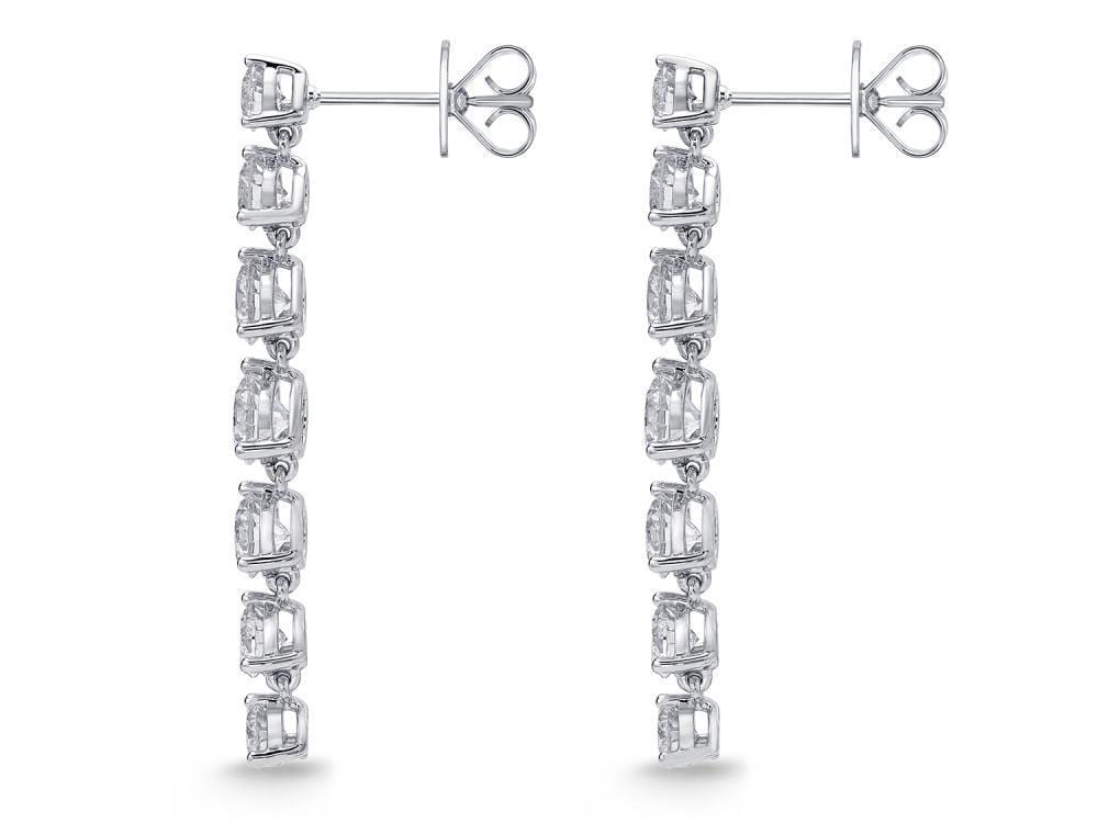 18K White Gold Diamond Line Wisteria Drop Earrings
