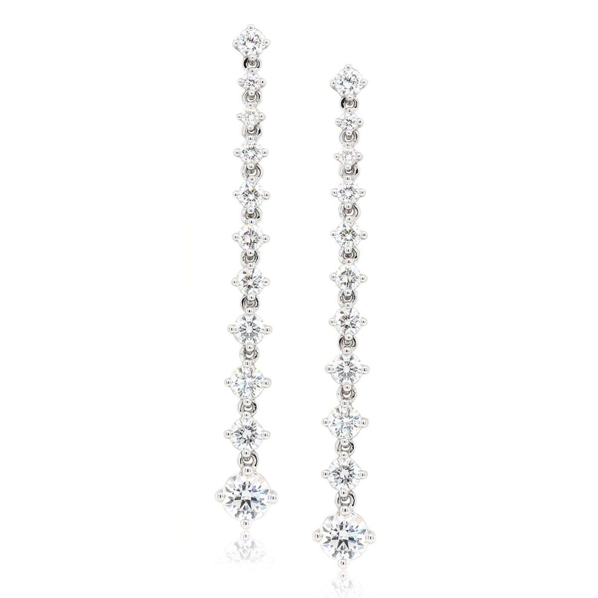18K White Gold Diamond Line Lila Drop Earrings