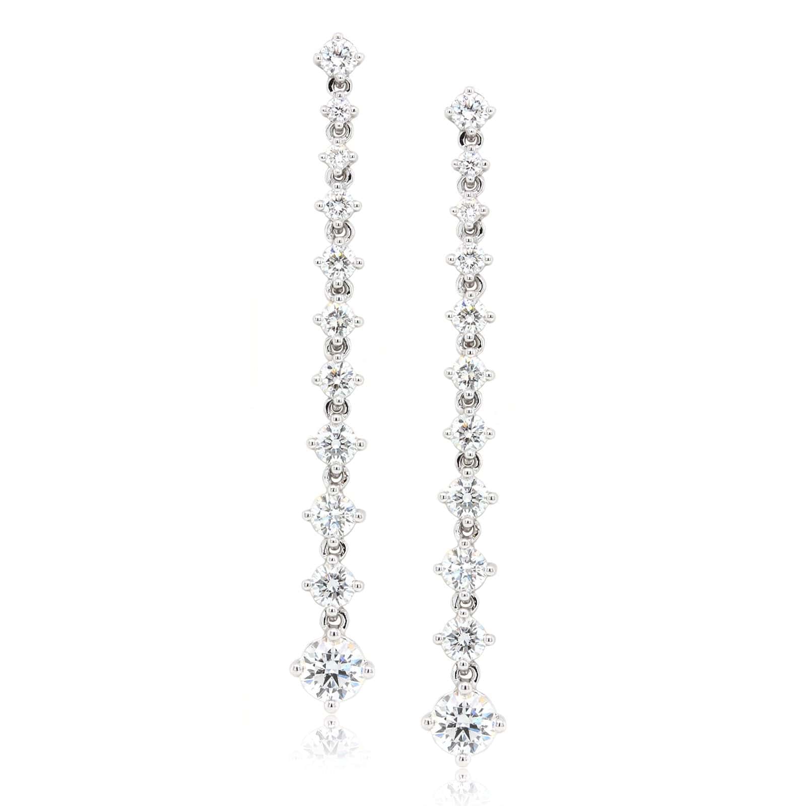 18K White Gold Diamond Line Lila Drop Earrings