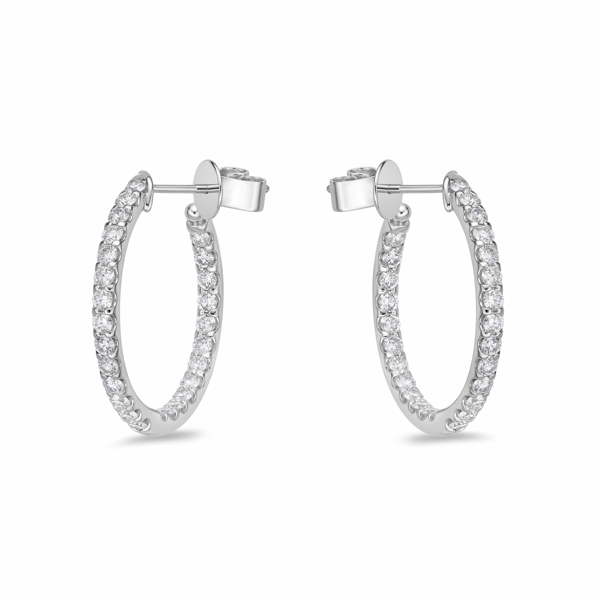 18K White Gold Odessa Open Diamond Hoop Earrings, 18k white gold, Long's Jewelers