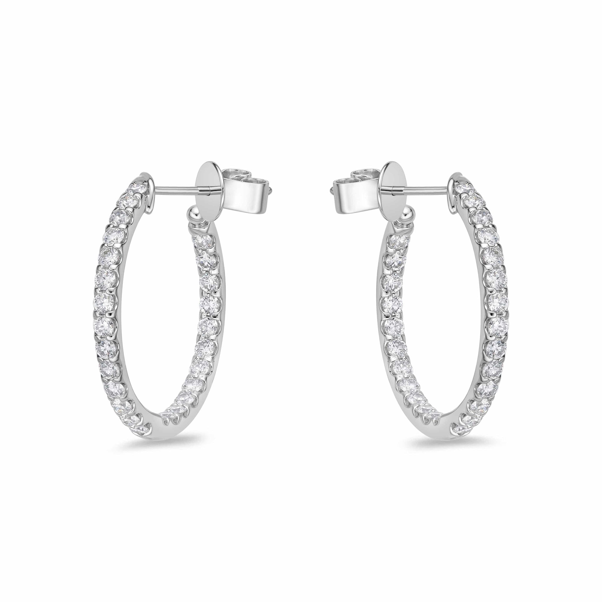 18K White Gold Odessa Open Diamond Hoop Earrings, 18k white gold, Long's Jewelers