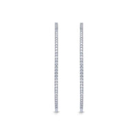 18K White Gold Oval Diamond Hoop Earrings, 18k white gold, Long's Jewelers