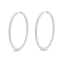 18K White Gold Oval Diamond Hoop Earrings, 18k white gold, Long's Jewelers