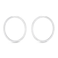 18K White Gold Oval Diamond Hoop Earrings, 18k white gold, Long's Jewelers