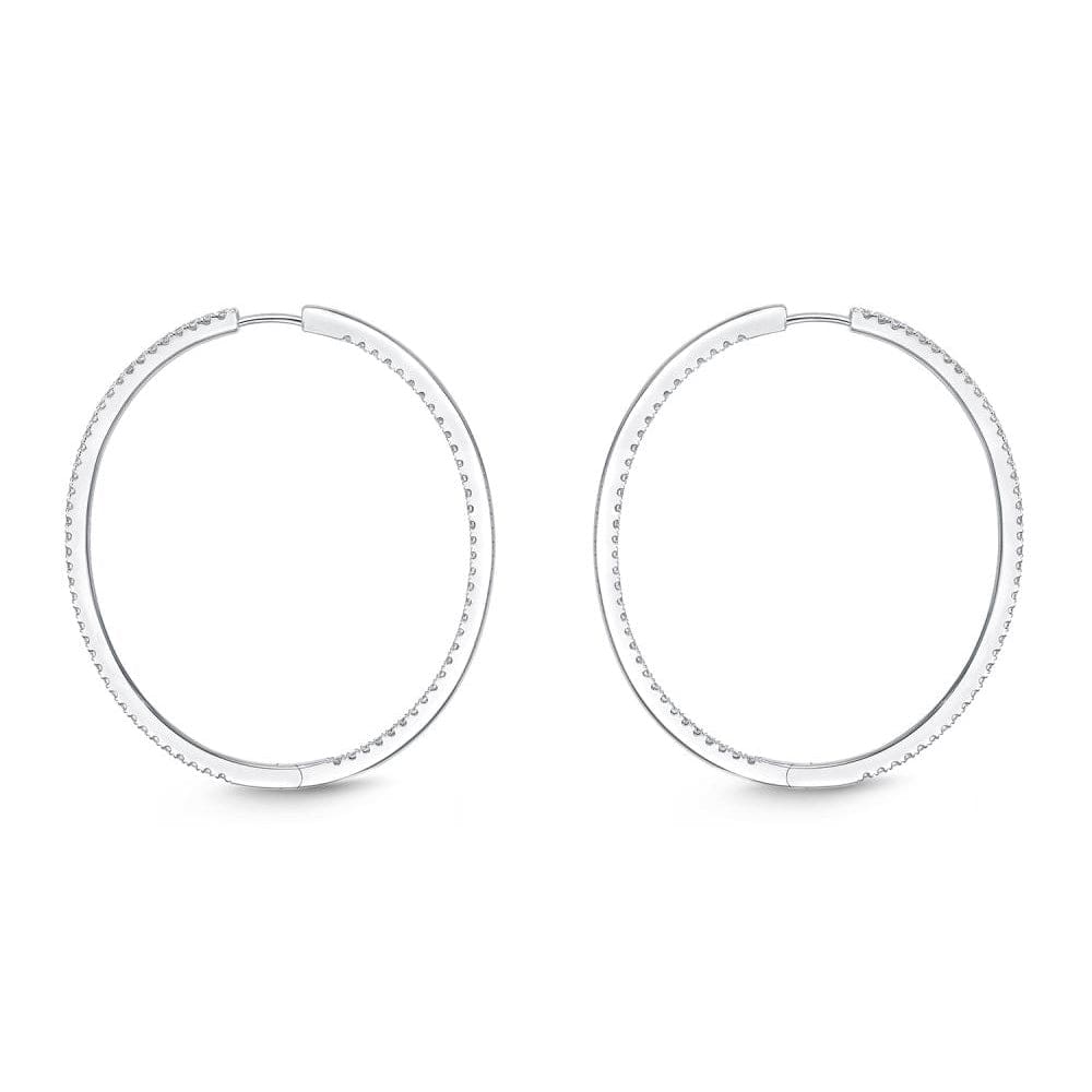 18K White Gold Oval Diamond Hoop Earrings, 18k white gold, Long's Jewelers