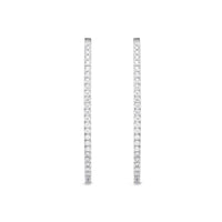 18K White Gold Oval Diamond Hoop Earrings, 18k white gold, Long's Jewelers