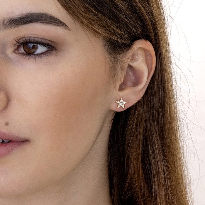 18K Yellow Gold Diamond Star Stud Earrings, 18k yellow gold, Long's Jewelers