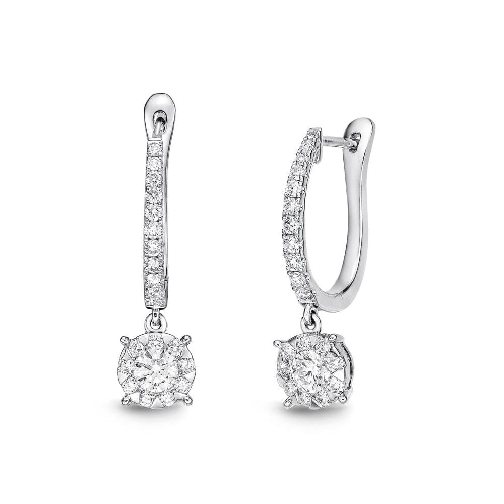 18K White Gold Bouquet Diamond Drop Earrings, 18k white gold, Long's Jewelers
