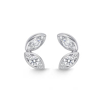 18K  White Gold Petal Diamond Stud Earrings, 18k white gold, Long's Jewelers