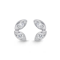 18K  White Gold Petal Diamond Stud Earrings, 18k white gold, Long's Jewelers
