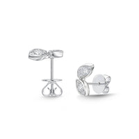 18K  White Gold Petal Diamond Stud Earrings, 18k white gold, Long's Jewelers